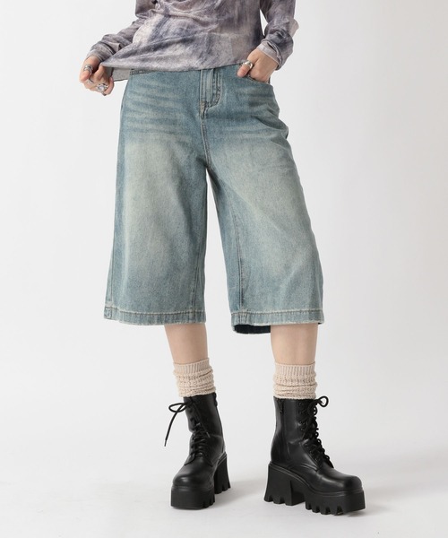 セール】【2025SS】加工デニムハーフパンツ（デニムパンツ