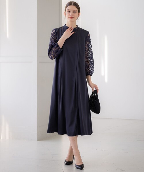 APPLAUDIR】ノーブルサテン レースコンビドレス（ドレス）｜23区
