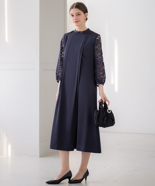APPLAUDIR】ノーブルサテン レースコンビドレス（ドレス）｜23区