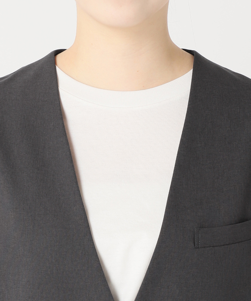 spick＆span パウダーツイルノーカラージャケット　グレー　38 spick＆span パウダーツイルノーカラージャケット グレー 38