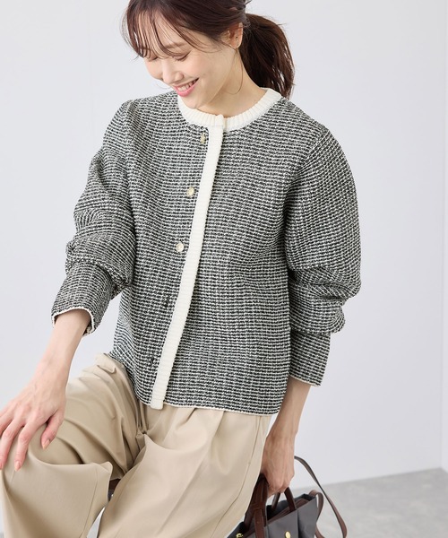 ROPE' PICNIC（ロペピクニック）の「ゴールドボタンサマーツイードカーディジャケット（カーディガン/ボレロ・レディース・ブラック系その他/ホワイト系その他/ベージュ・38）」の11枚目の写真