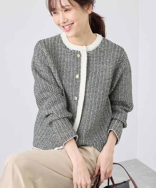 ROPE' PICNIC（ロペピクニック）の「ゴールドボタンサマーツイードカーディジャケット（カーディガン/ボレロ・レディース・ブラック系その他/ホワイト系その他/ベージュ・38）」の12枚目の写真