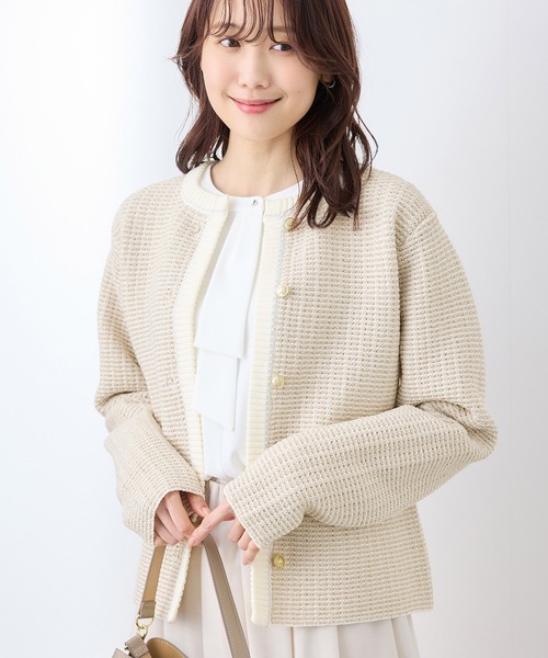 ROPE' PICNIC（ロペピクニック）の「ゴールドボタンサマーツイードカーディジャケット（カーディガン/ボレロ・レディース・ブラック系その他/ホワイト系その他/ベージュ・38）」の22枚目の写真