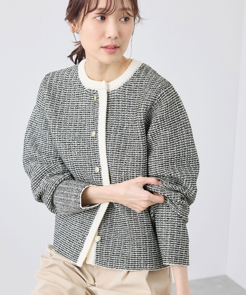 ROPE' PICNIC（ロペピクニック）の「ゴールドボタンサマーツイードカーディジャケット（カーディガン/ボレロ・レディース・ブラック系その他/ホワイト系その他/ベージュ・38）」の7枚目の写真