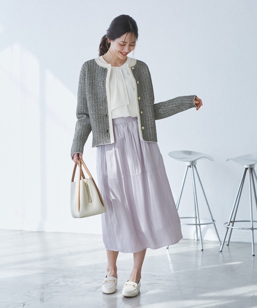 ROPE' PICNIC（ロペピクニック）の「ゴールドボタンサマーツイードカーディジャケット（カーディガン/ボレロ・レディース・ブラック系その他/ホワイト系その他/ベージュ・38）」の5枚目の写真