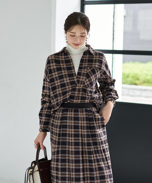 STYLE DELI(スタイルデリ)の「立体ステッチチェック柄シャツ(シャツ/ブラウス・レディース・ブラック系その他/ベージュ系その他・FREE)」の15枚目の写真