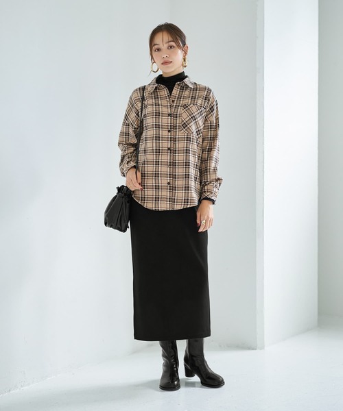 STYLE DELI(スタイルデリ)の「立体ステッチチェック柄シャツ(シャツ/ブラウス・レディース・ブラック系その他/ベージュ系その他・FREE)」の17枚目の写真