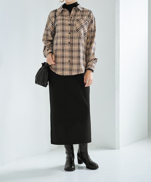 STYLE DELI（スタイルデリ）の「立体ステッチチェック柄シャツ（シャツ/ブラウス・レディース・ブラック系その他/ベージュ系その他・FREE）」の7枚目の写真