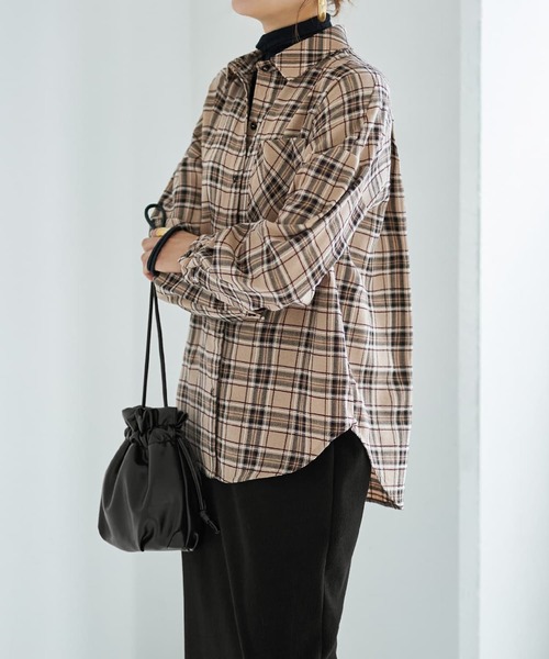 STYLE DELI（スタイルデリ）の「立体ステッチチェック柄シャツ（シャツ/ブラウス・レディース・ブラック系その他/ベージュ系その他・FREE）」の9枚目の写真