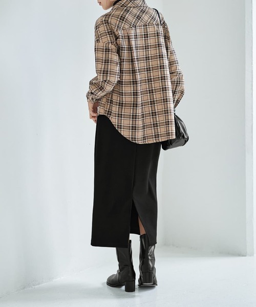 STYLE DELI（スタイルデリ）の「立体ステッチチェック柄シャツ（シャツ/ブラウス・レディース・ブラック系その他/ベージュ系その他・FREE）」の10枚目の写真