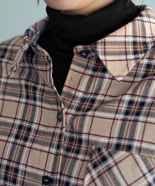 STYLE DELI（スタイルデリ）の「立体ステッチチェック柄シャツ（シャツ/ブラウス・レディース・ブラック系その他/ベージュ系その他・FREE）」の15枚目の写真