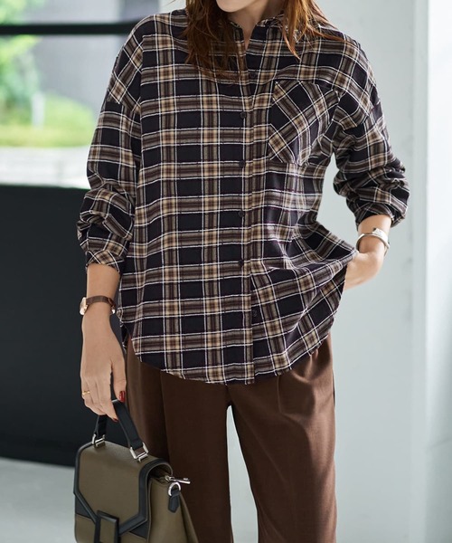 STYLE DELI（スタイルデリ）の「立体ステッチチェック柄シャツ（シャツ/ブラウス・レディース・ブラック系その他/ベージュ系その他・FREE）」の17枚目の写真