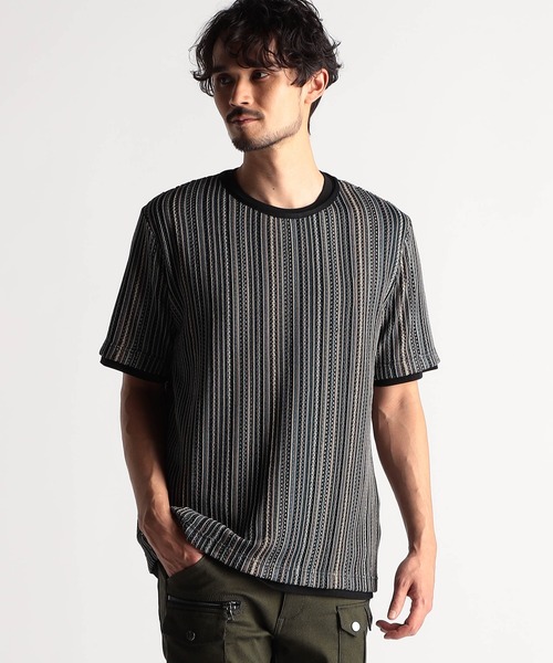 NICOLE CLUB FOR MEN（ニコルクラブフォーメン）の「ラッセルレースアンサンブルTシャツ（Tシャツ/カットソー・メンズ・ブルー系/グリーン系/ブラック/グレー系・MEDIUM/X-LARGE/LARGE）」の3枚目の写真