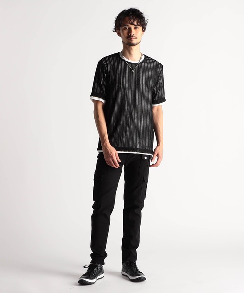 ニコルクラブフォーメン（NICOLE CLUB FOR MEN）/ラッセルレースアンサンブルTシャツ ラッセルレースアンサンブルTシャツ（Tシャツ/カットソー）｜NICOLE