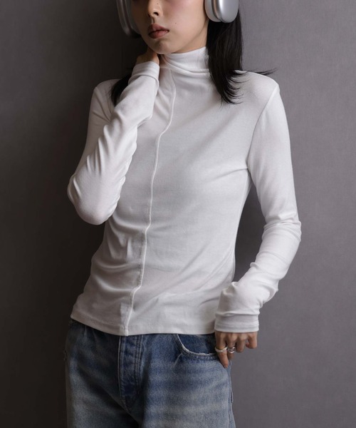 Ulysses(ユリシス)の「ハイネックカットソー(Tシャツ/カットソー・レディース・ホワイト/ブラック・M/L)」の4枚目の写真
