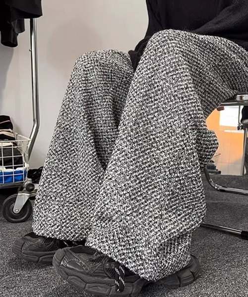 WARAIJOGO(ワライジョウゴ)の「【WARAIJOGO】ハイウエストツイードワイドパンツ(NEZ)(その他パンツ・レディース・ブラック・FREE)」の1枚目の写真