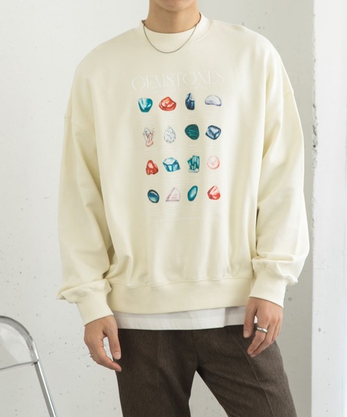 SENSE OF PLACE by URBAN RESEARCH(センスオブプレイスバイアーバンリサーチ)の「Gem Stone Cropped Sweat(スウェット・メンズ・ブラック/グレー/アイボリー・MEDIUM/LARGE)」の7枚目の写真