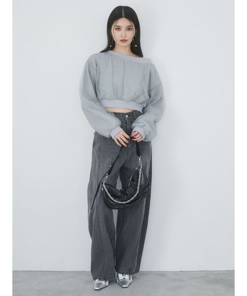 MURUA（ムルーア）の「ロゴモチーフギャザーショルダーバッグ（ショルダーバッグ・レディース・ブラック/シルバー・FREE）」の3枚目の写真