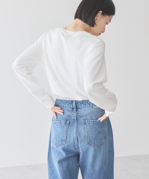 tシャツ ルーズネックカットプルオーバー レディース AMERICAN HOLIC tシャツ ベロアクルーネックカットプルオーバー