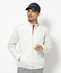 撥水加工 ロゴチェックストレッチブルゾン