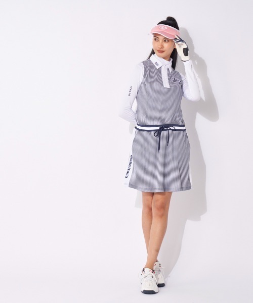 FILA GOLF(フィラゴルフ )の「チェック柄ノースリーブワンピース(ショート丈インナーシャツセット)(ワンピース・レディース・レッド/ネイビー・MEDIUM/LARGE/X-LARGE)」の4枚目の写真