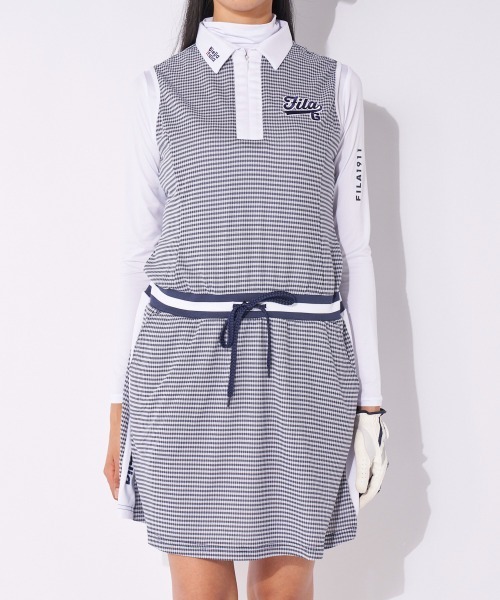 FILA GOLF(フィラゴルフ )の「チェック柄ノースリーブワンピース(ショート丈インナーシャツセット)(ワンピース・レディース・レッド/ネイビー・MEDIUM/LARGE/X-LARGE)」の7枚目の写真
