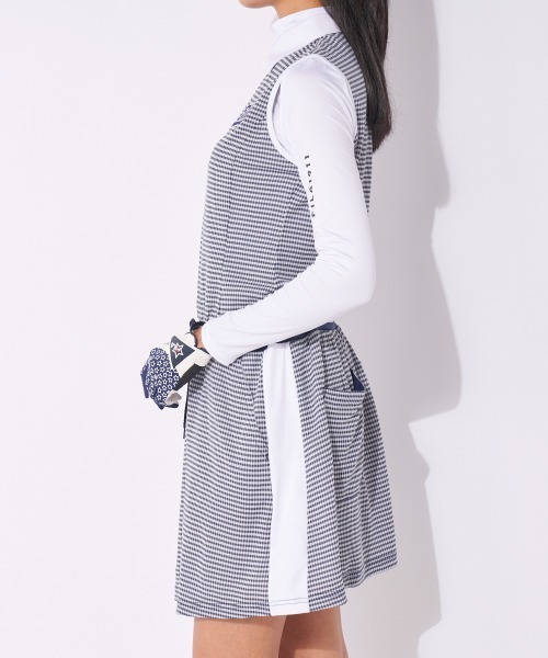 FILA GOLF(フィラゴルフ )の「チェック柄ノースリーブワンピース(ショート丈インナーシャツセット)(ワンピース・レディース・レッド/ネイビー・MEDIUM/LARGE/X-LARGE)」の8枚目の写真