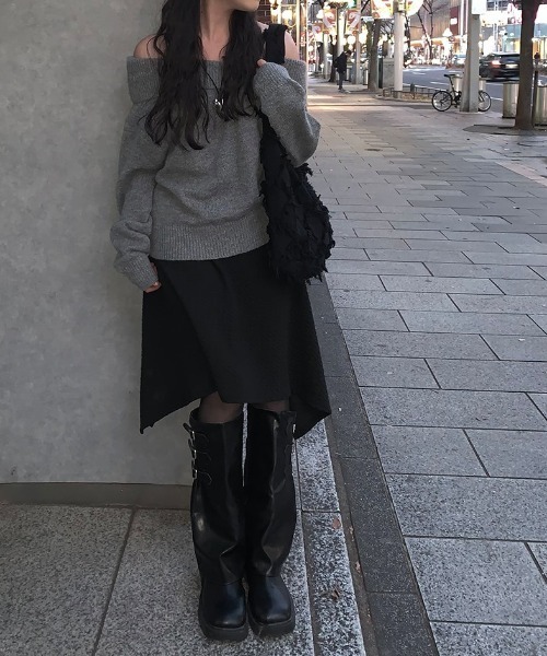 anyonemore（エニワンモア）の「エンボスクエアレイヤードミディスカート（スカート・レディース・ブラック・FREE）」の16枚目の写真