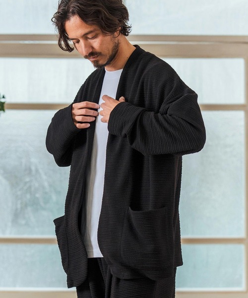 Magine(マージン)の「mj10547- Deformed Knitting Jacquard Collarless Jacket ノーカラージャケット(ノーカラージャケット・メンズ・チャコールグレー/ブラック/ミックスグレー・44/46/48)」の5枚目の写真