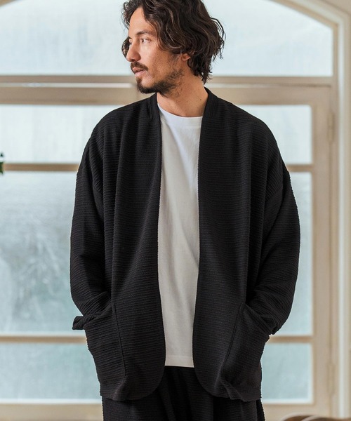 Magine(マージン)の「mj10547- Deformed Knitting Jacquard Collarless Jacket ノーカラージャケット(ノーカラージャケット・メンズ・チャコールグレー/ブラック/ミックスグレー・44/46/48)」の6枚目の写真