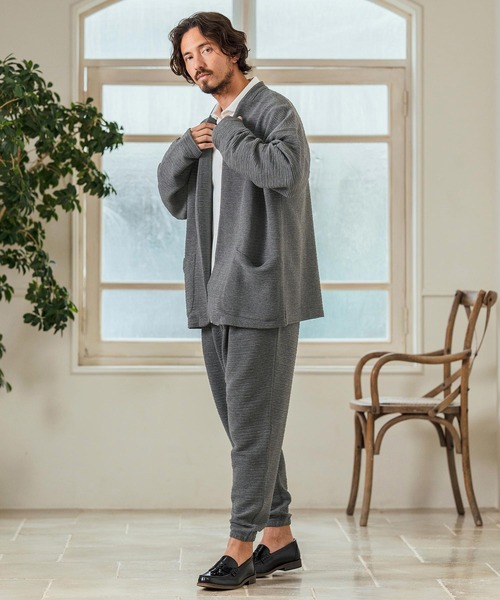 Magine(マージン)の「mj10547- Deformed Knitting Jacquard Collarless Jacket ノーカラージャケット(ノーカラージャケット・メンズ・チャコールグレー/ブラック/ミックスグレー・44/46/48)」の11枚目の写真