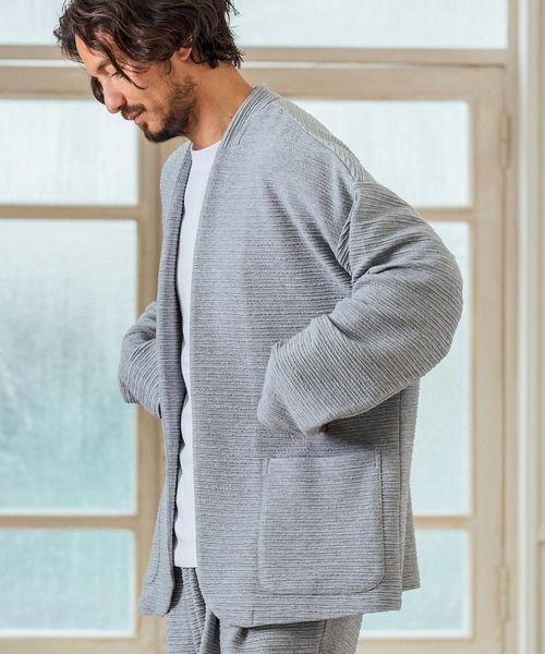 Magine(マージン)の「mj10547- Deformed Knitting Jacquard Collarless Jacket ノーカラージャケット(ノーカラージャケット・メンズ・チャコールグレー/ブラック/ミックスグレー・44/46/48)」の14枚目の写真