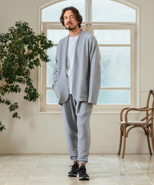Magine(マージン)の「mj10547- Deformed Knitting Jacquard Collarless Jacket ノーカラージャケット(ノーカラージャケット・メンズ・チャコールグレー/ブラック/ミックスグレー・44/46/48)」の16枚目の写真