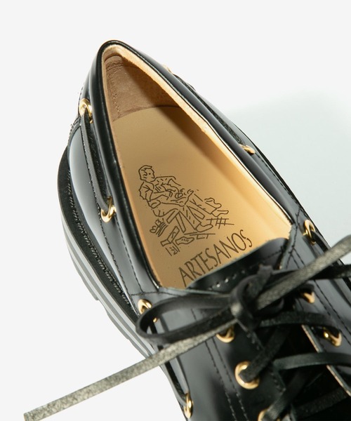 ARTESANOS（アルテサノス）の「ARTESANOS 3 EYELET MOCCASIN アルテサノス ガラスレザー 3アイレット モカシン（モカシン/デッキシューズ・レディース・ブラック・37/38/39/36）」の13枚目の写真