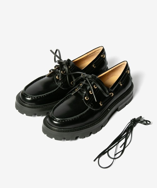 ARTESANOS（アルテサノス）の「ARTESANOS 3 EYELET MOCCASIN アルテサノス ガラスレザー 3アイレット モカシン（モカシン/デッキシューズ・レディース・ブラック・37/38/39/36）」の5枚目の写真