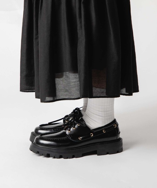 ARTESANOS（アルテサノス）の「ARTESANOS 3 EYELET MOCCASIN アルテサノス ガラスレザー 3アイレット モカシン（モカシン/デッキシューズ・レディース・ブラック・37/38/39/36）」の3枚目の写真