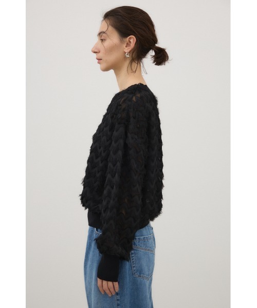 crie conforto(クリーコンフォルト)の「カットジャガードプルオーバー 秋服 / 冬服 / 長袖(Tシャツ/カットソー・レディース・ブラック/アイボリー・FREE)」の7枚目の写真