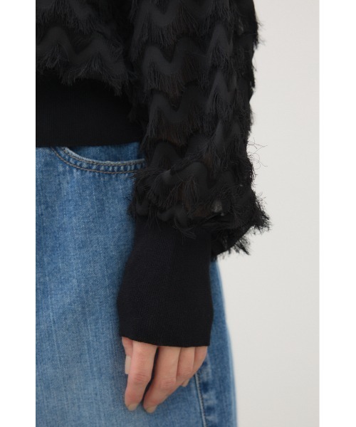 crie conforto(クリーコンフォルト)の「カットジャガードプルオーバー 秋服 / 冬服 / 長袖(Tシャツ/カットソー・レディース・ブラック/アイボリー・FREE)」の11枚目の写真