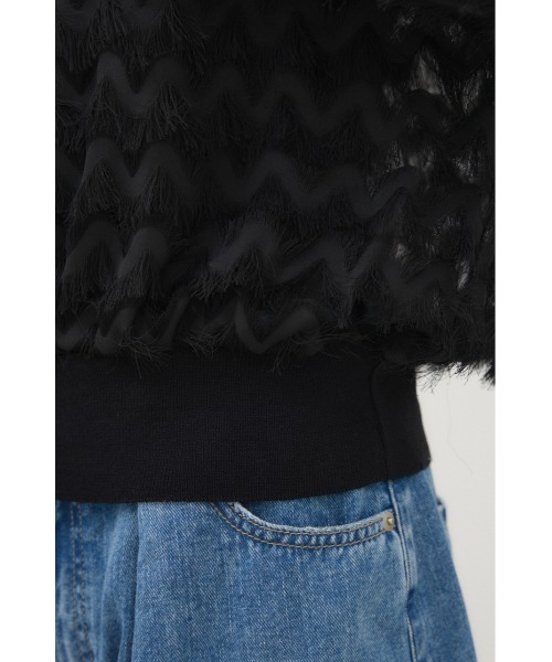 crie conforto(クリーコンフォルト)の「カットジャガードプルオーバー 秋服 / 冬服 / 長袖(Tシャツ/カットソー・レディース・ブラック/アイボリー・FREE)」の12枚目の写真