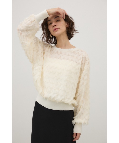 crie conforto(クリーコンフォルト)の「カットジャガードプルオーバー 秋服 / 冬服 / 長袖(Tシャツ/カットソー・レディース・ブラック/アイボリー・FREE)」の14枚目の写真