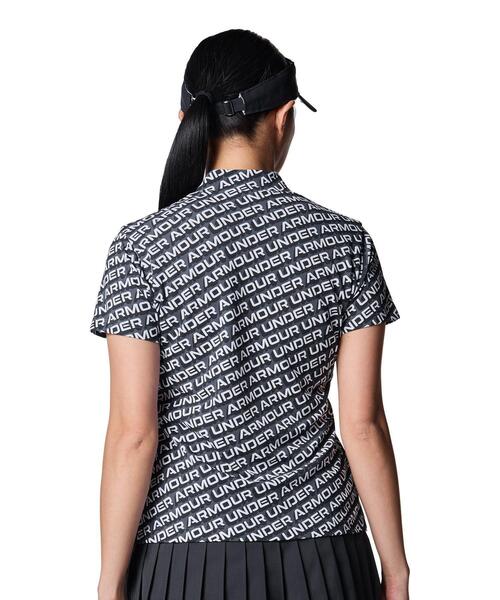 UNDER ARMOUR(アンダーアーマー)の「UAアーマードライ スラッシュ ロゴ ショートスリーブ モックネック シャツ(ゴルフ/レディース)(ポロシャツ・レディース・グレー×ホワイト・L/M/XL)」の2枚目の写真