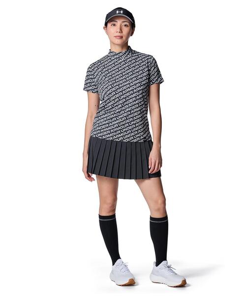 UNDER ARMOUR(アンダーアーマー)の「UAアーマードライ スラッシュ ロゴ ショートスリーブ モックネック シャツ(ゴルフ/レディース)(ポロシャツ・レディース・グレー×ホワイト・L/M/XL)」の3枚目の写真