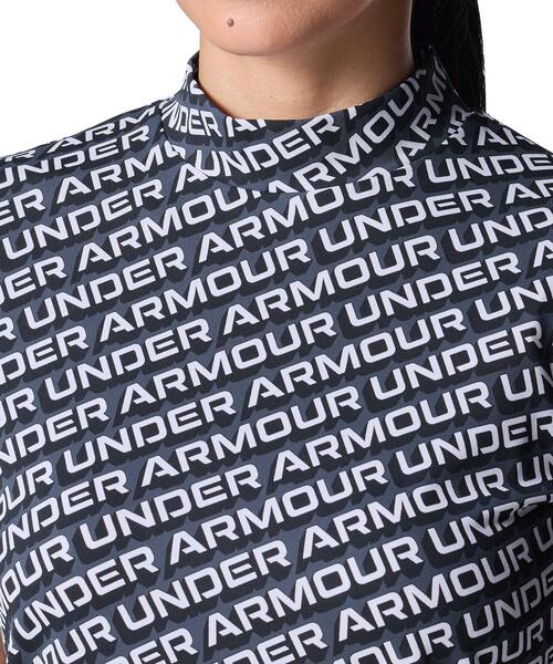 UNDER ARMOUR(アンダーアーマー)の「UAアーマードライ スラッシュ ロゴ ショートスリーブ モックネック シャツ(ゴルフ/レディース)(ポロシャツ・レディース・グレー×ホワイト・L/M/XL)」の4枚目の写真