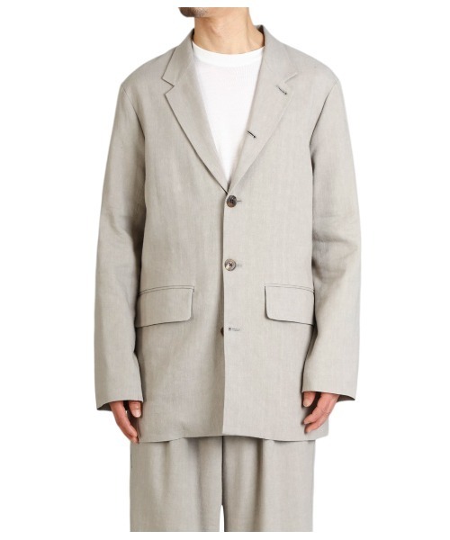 PORT BY ARK（ポートバイアーク）の「PORT BY ARK / ポートバイアーク：Linen Wool Gabardine Jacket：PO17-J001[COR]（テーラードジャケット・メンズ・ベージュ系その他/ブラック・1/2）」の9枚目の写真