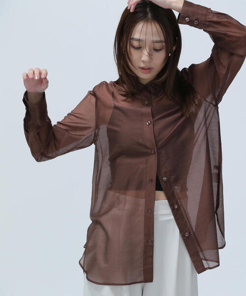 ブラウス シャツ 「Oggi掲載」シャイニーシアーシャツ レディース NATURAL BEAUTY BASIC ブラウス シャツ 「Oggi掲載」シャイニー