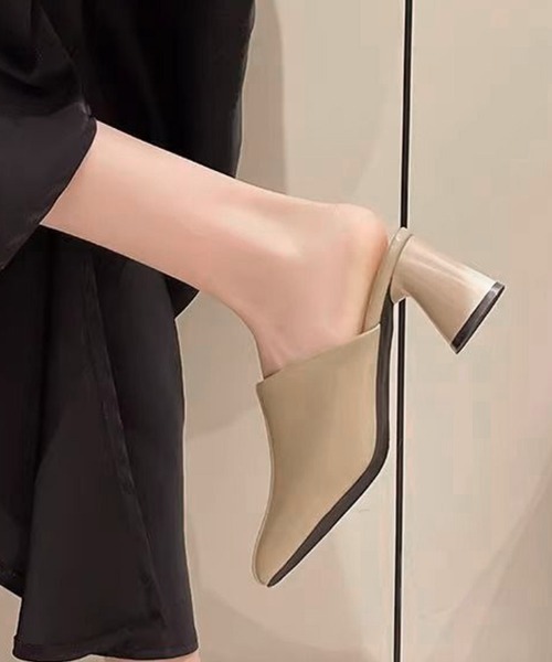 Miniministore（ミニミニストア）の「ミュールパンプス 太ヒール靴スクエアトゥ（その他シューズ・レディース・ブラック/ベージュ・22.5cm/23.0cm/23.5cm/24.0cm/24.5cm）」の4枚目の写真