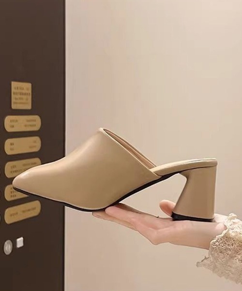Miniministore（ミニミニストア）の「ミュールパンプス 太ヒール靴スクエアトゥ（その他シューズ・レディース・ブラック/ベージュ・22.5cm/23.0cm/23.5cm/24.0cm/24.5cm）」の5枚目の写真