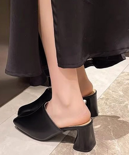 Miniministore（ミニミニストア）の「ミュールパンプス 太ヒール靴スクエアトゥ（その他シューズ・レディース・ブラック/ベージュ・22.5cm/23.0cm/23.5cm/24.0cm/24.5cm）」の10枚目の写真