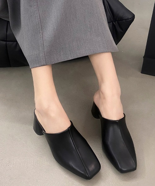 Miniministore（ミニミニストア）の「ミュールパンプス 太ヒール靴スクエアトゥ（その他シューズ・レディース・ブラック/ベージュ・22.5cm/23.0cm/23.5cm/24.0cm/24.5cm）」の13枚目の写真