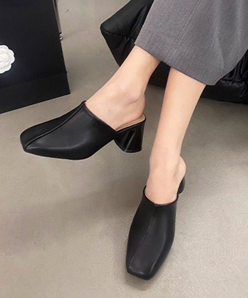 Miniministore（ミニミニストア）の「ミュールパンプス 太ヒール靴スクエアトゥ（その他シューズ・レディース・ブラック/ベージュ・22.5cm/23.0cm/23.5cm/24.0cm/24.5cm）」の14枚目の写真
